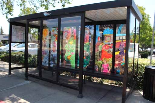 Decorated bus stop enclosure Decorated bus stop enclosure