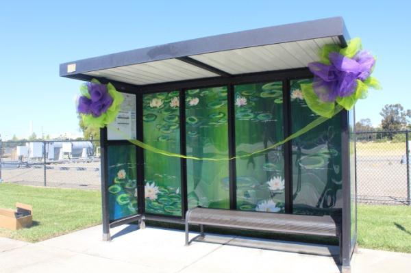 Decorated bus stop shelter Decorated bus stop shelter