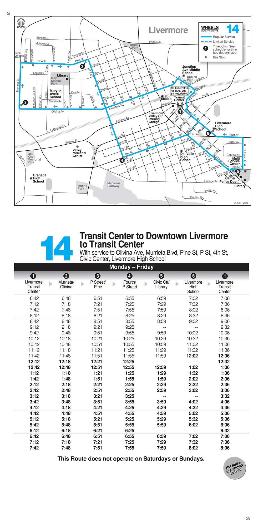 Route 14 Schedule